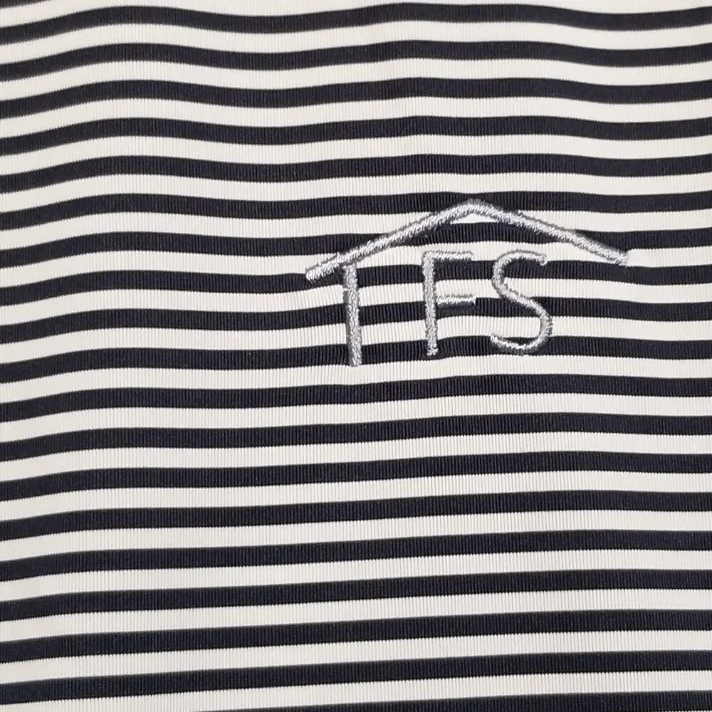 FOOT JOY FJ Mens Size L Navy Blue White Striped Short Sleeve Polo Shirt Golf